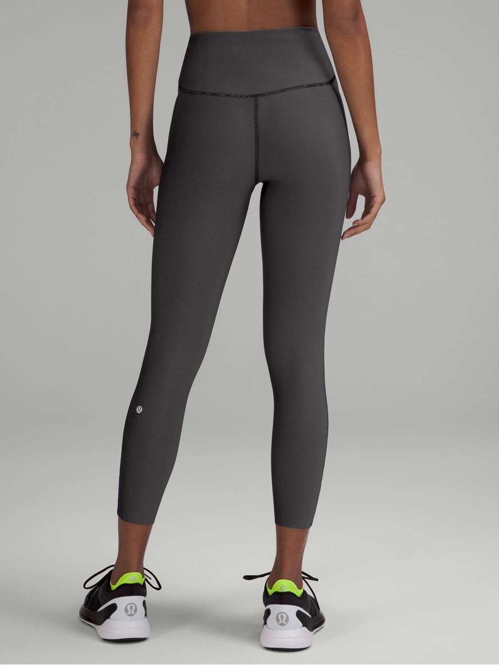 Lululemon Base Pace High-Rise 25” Leggings Two-Toned Ribbed Black Gull Grey